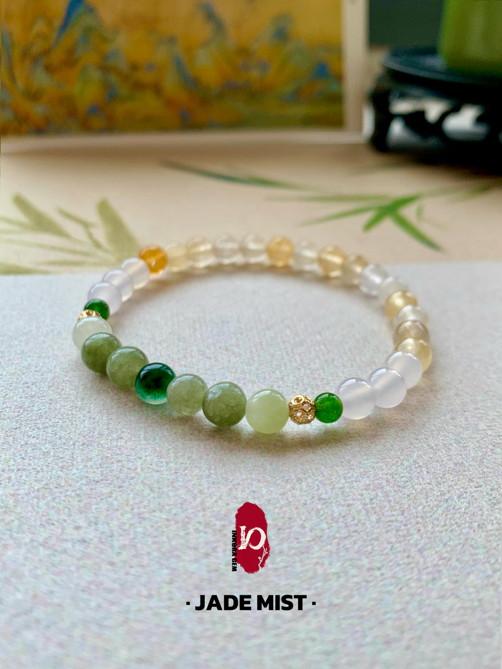 Jade Mist Artisan Bracelet | 6mm Natural Gemstones for Manifestation & Inner Harmony | Song Dynasty Art Inspired | Spiritual Energy Jewelry | Elegant Talisman for Good Fortune
