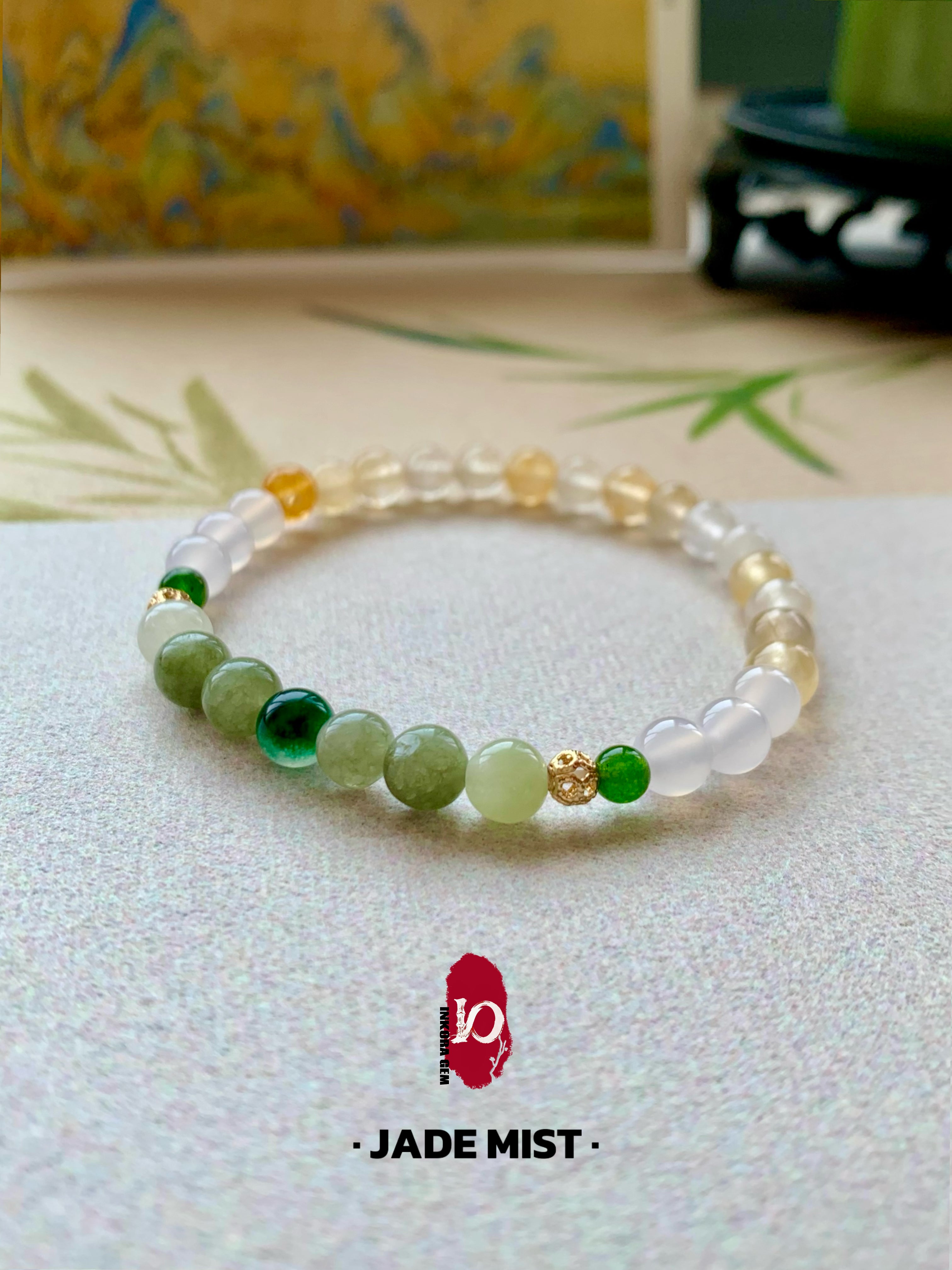Jade Mist Artisan Bracelet | 6mm Natural Gemstones for Manifestation & Inner Harmony | Song Dynasty Art Inspired | Spiritual Energy Jewelry | Elegant Talisman for Good Fortune