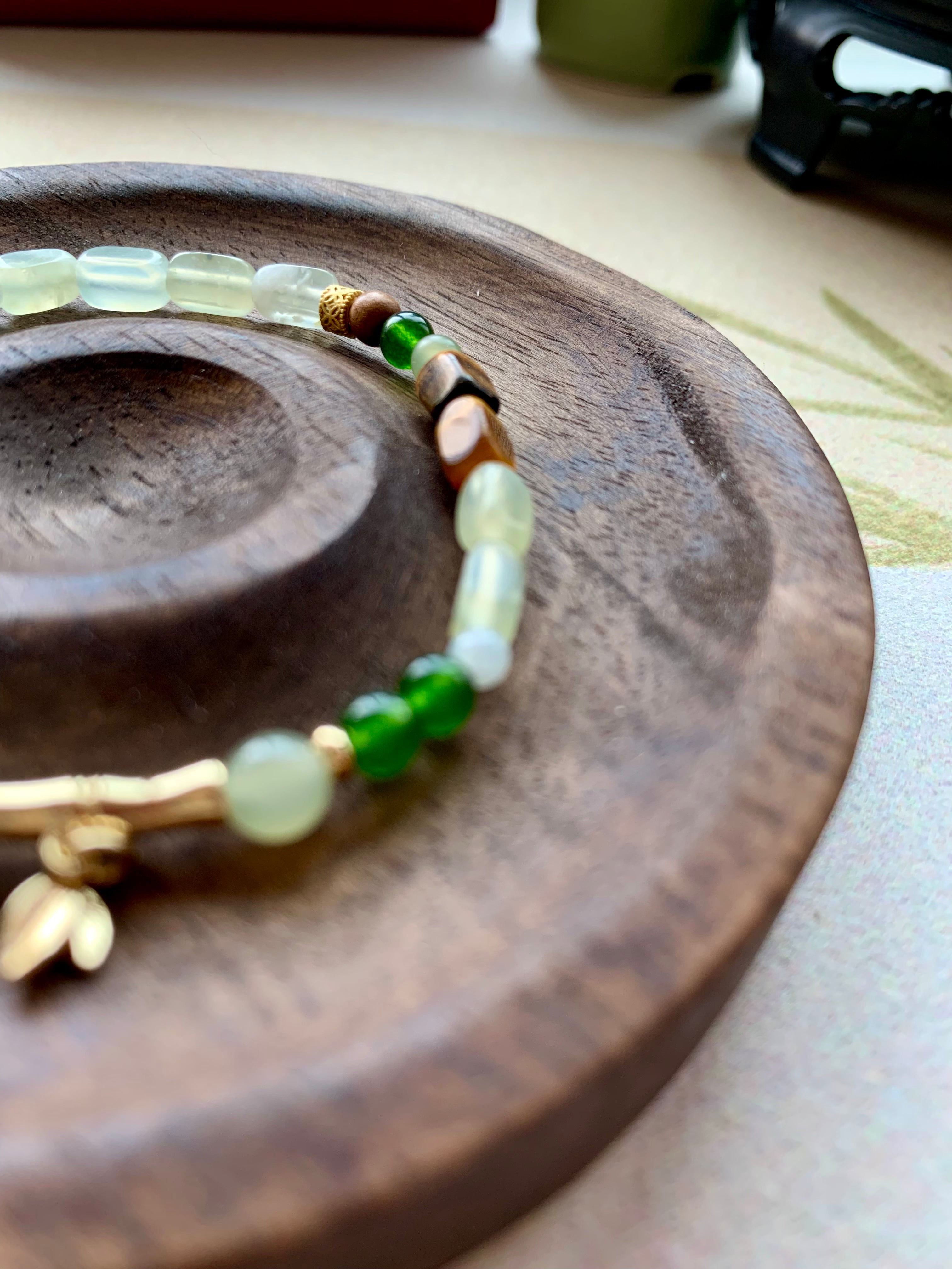 Bambusa Zen Artisan Bracelet | 6mm Natural Green Jade & Sandalwood for Stress Relief | Inspired by 16th Century Masterpiece | Spiritual Protection & Grounding Talisman | Rejuvenating Energy Jewelry