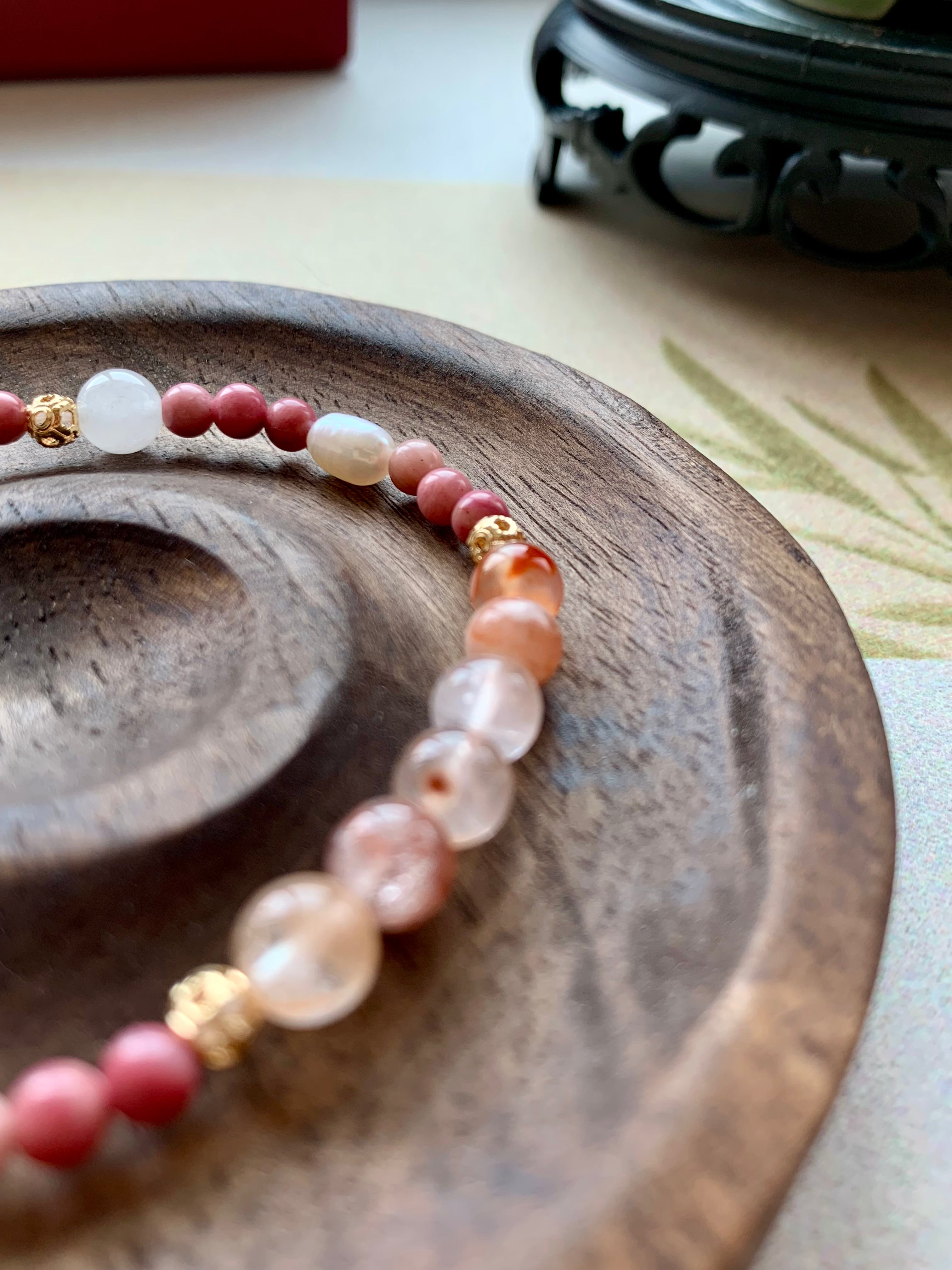 Velvet Dream Artisan Bracelet | 6mm Natural Red Jasper & Pearl for Passion & Inner Peace | Divine Feminine Energy Jewelry | Inspired by 4th Century Art | Luxury Manifestation Talisman for Prosperity
