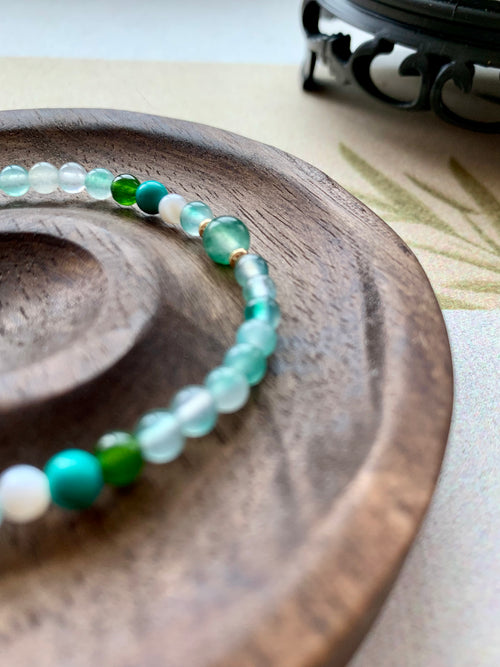 Evergreen Artisan Bracelet | 4mm Natural Emerald-Hued Stones for Growth & Vitality | Zen Landscape Jewelry | Inspired by 17th Century Masterpiece | Abundance Talisman for Inner Peace