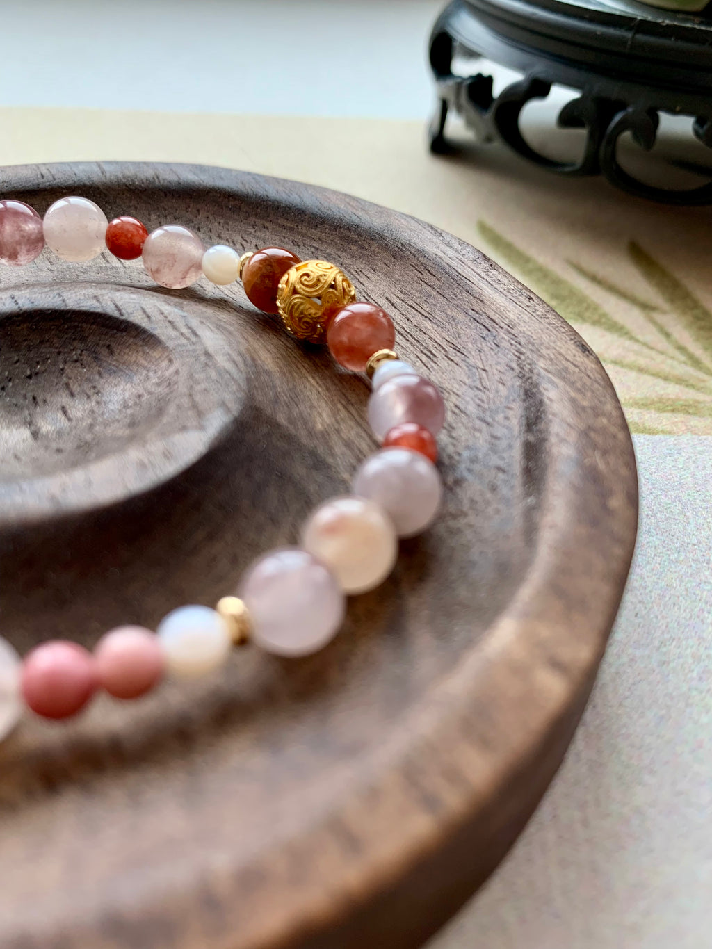 Goddess Aura Artisan Bracelet | 6mm Natural Rose & Jasper Gems for Self-Love & Radiance | Inspired by 4th Century Masterpiece | Divine Feminine Energy Jewelry | Elegant Talisman for Vitality