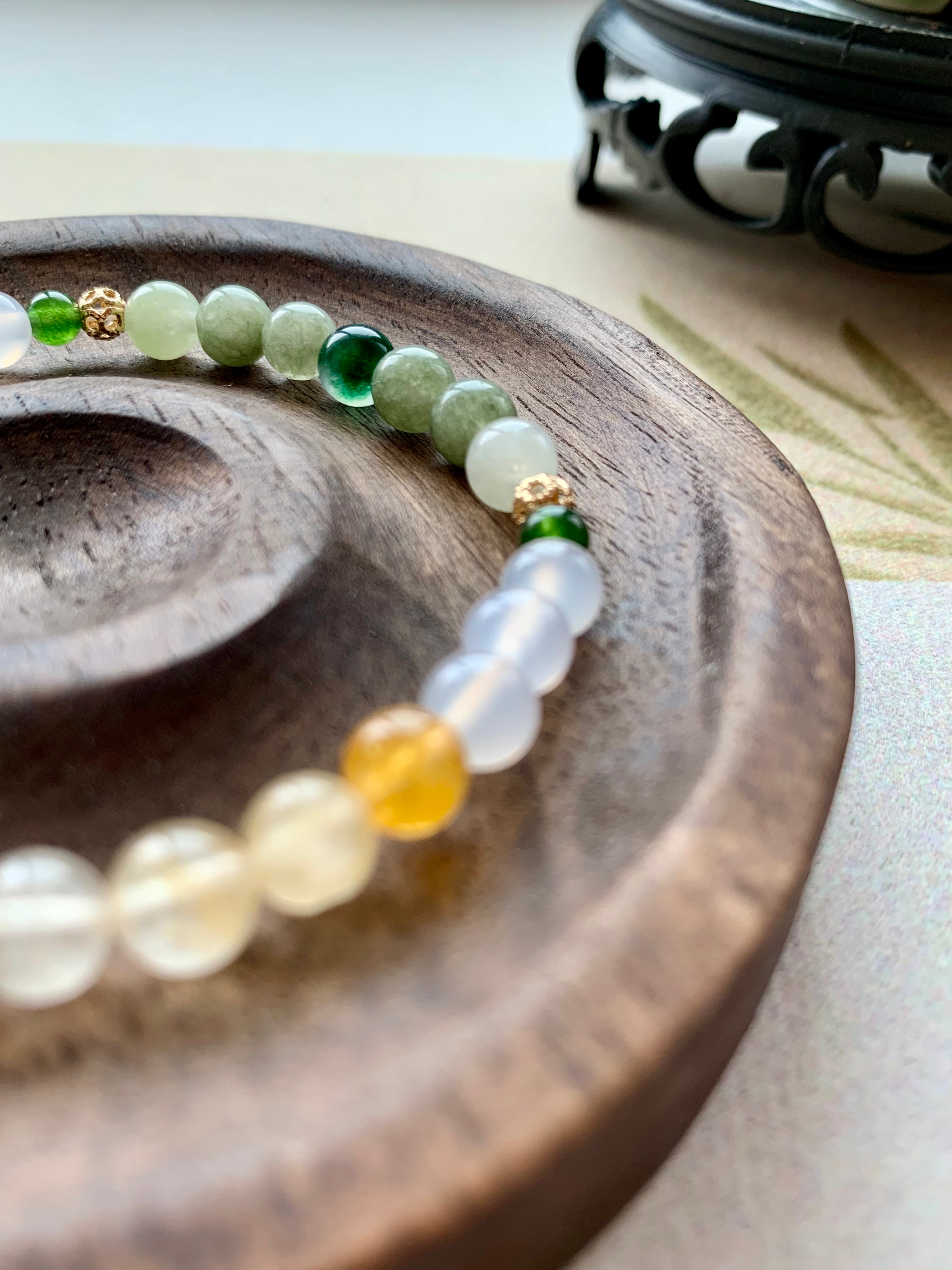Jade Mist Artisan Bracelet | 6mm Natural Gemstones for Manifestation & Inner Harmony | Song Dynasty Art Inspired | Spiritual Energy Jewelry | Elegant Talisman for Good Fortune