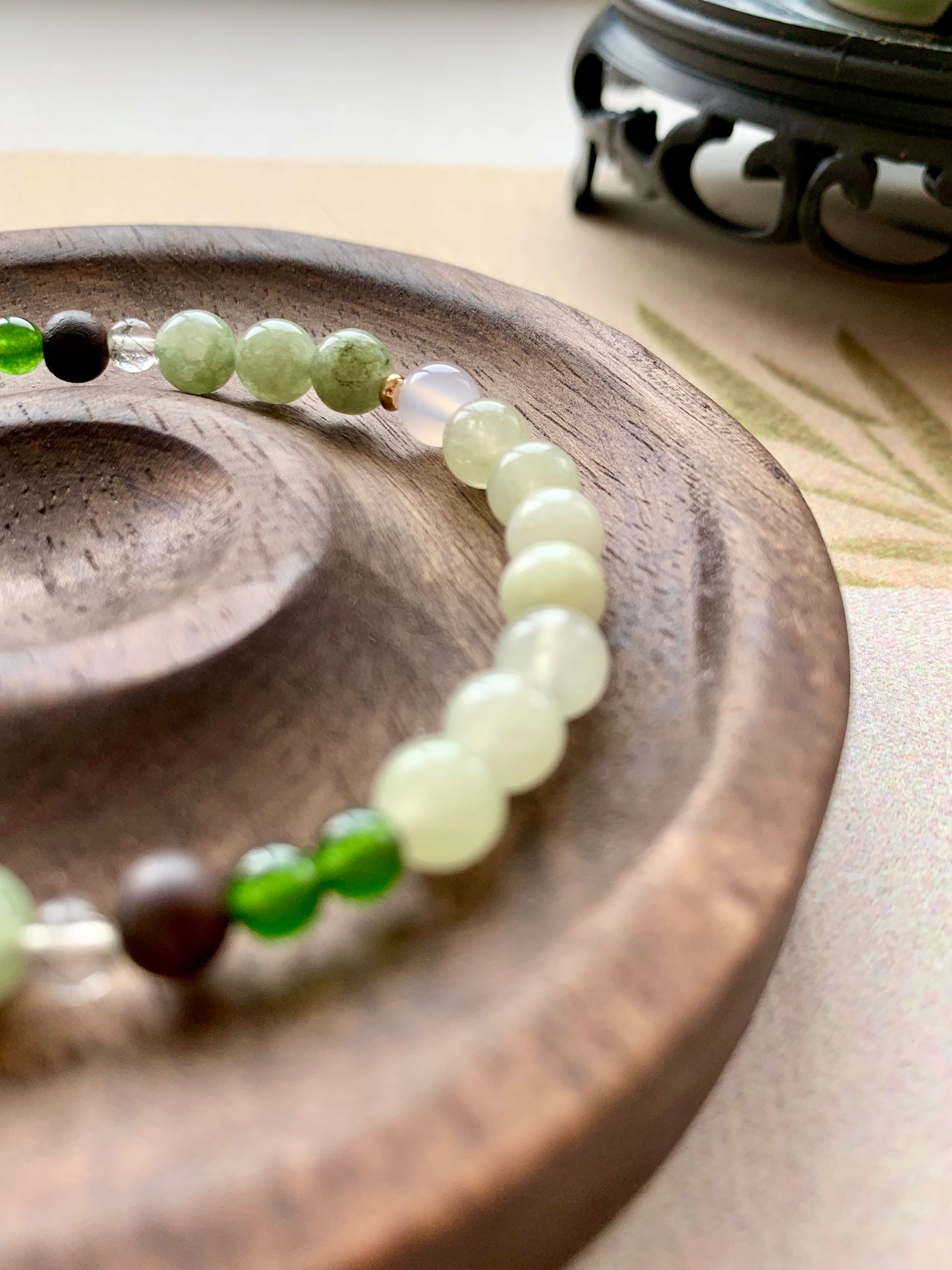 Bambusa Pure Artisan Bracelet | 6mm Natural Green Gems for Stress Relief & Zen Clarity | Peach Blossom Spring Collection | Spiritual Healing Jewelry | Abundance & Protection Talisman
