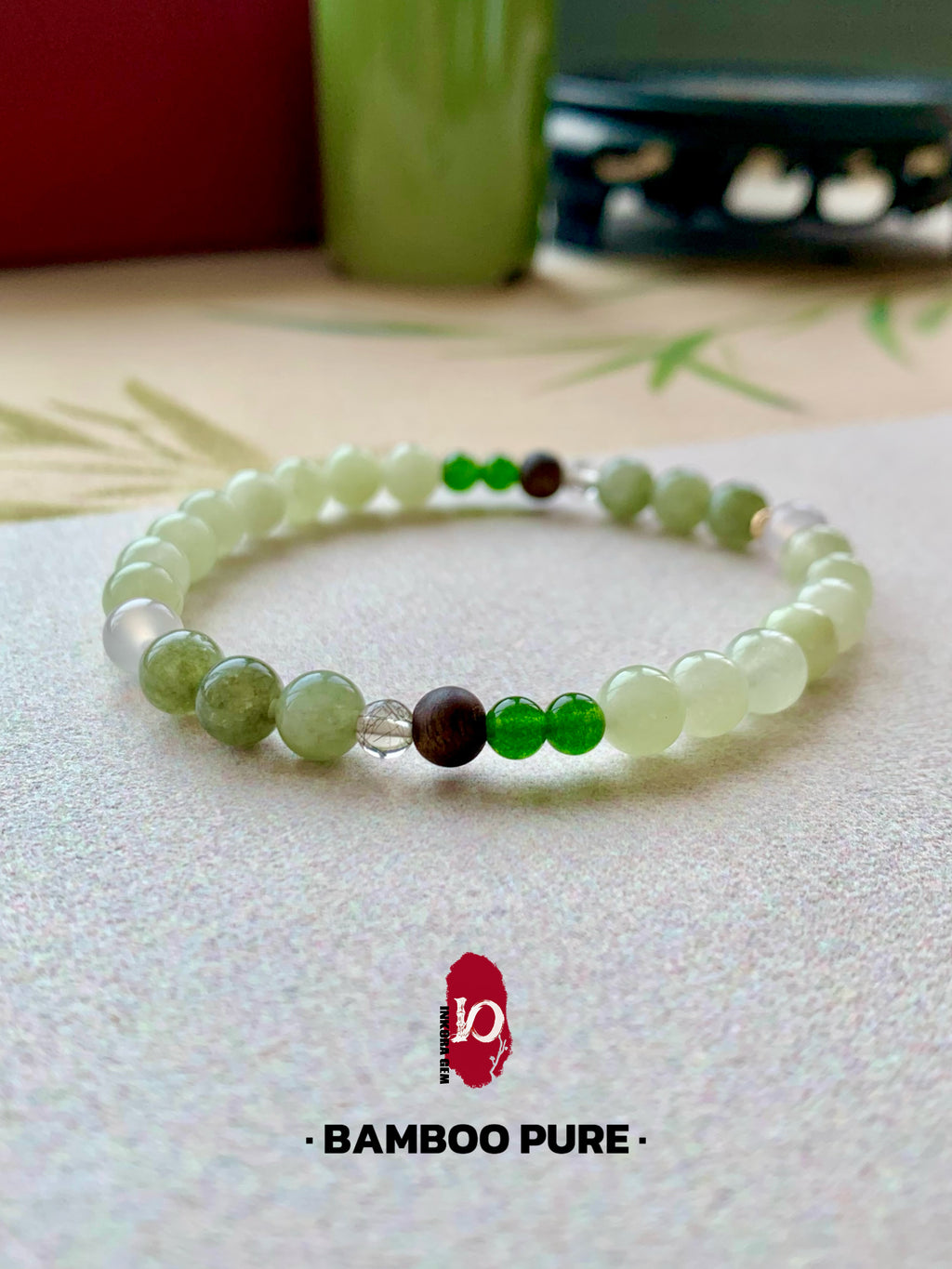 Bambusa Pure Artisan Bracelet | 6mm Natural Green Gems for Stress Relief & Zen Clarity | Peach Blossom Spring Collection | Spiritual Healing Jewelry | Abundance & Protection Talisman