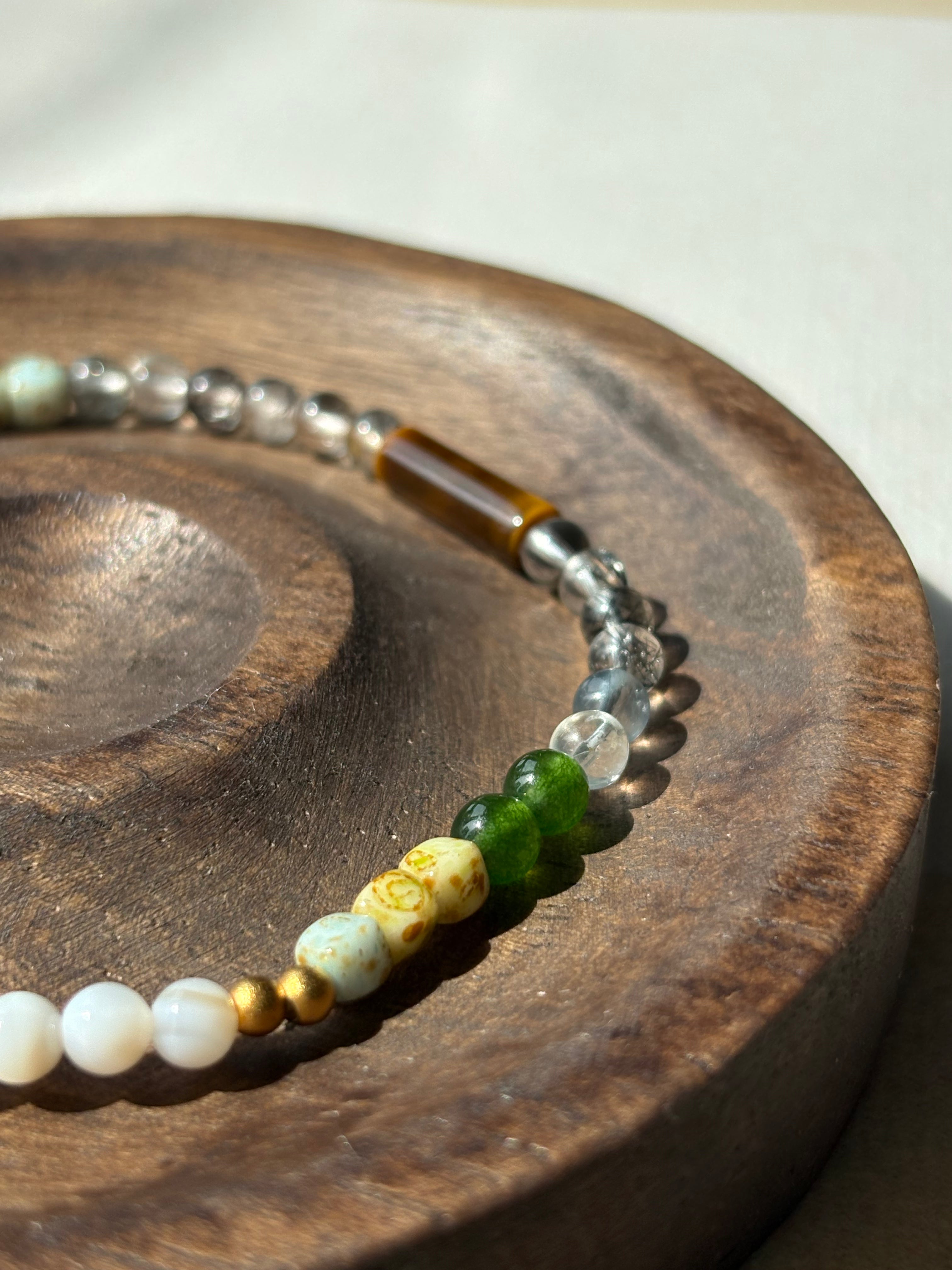 Spring Abode Artisan Bracelet | Natural 4mm Energy Stones for Mindfulness & Balance | Zen Landscape Jewelry | Inspired by 14th Century Masterpiece | Quiet Luxury Talisman