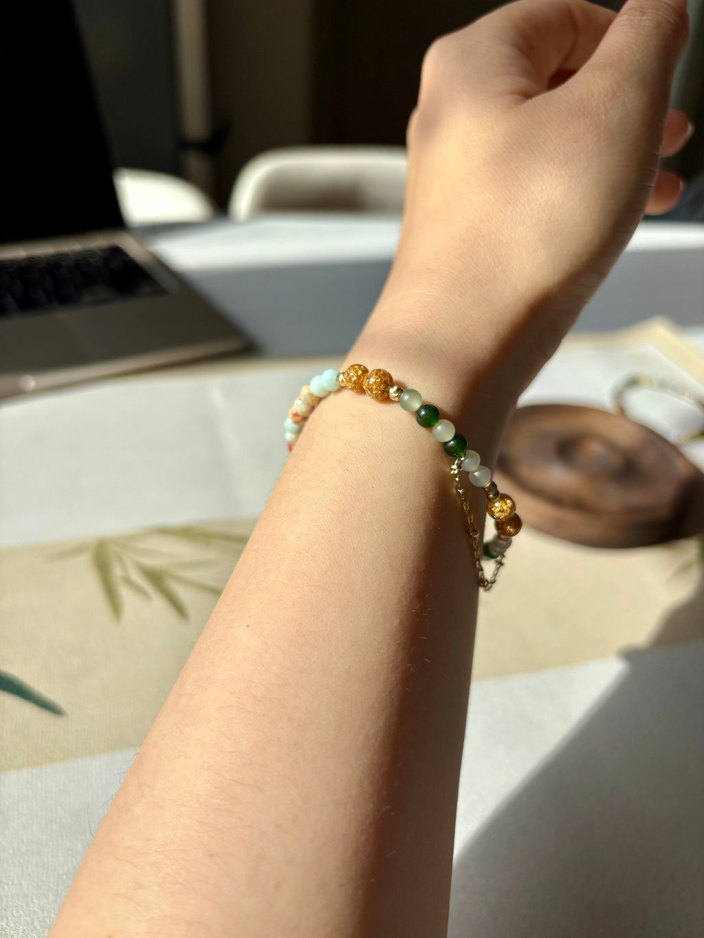 Verdant Landscape Artisan Bracelet | Inspired by 12th Century Song Dynasty Art | 4mm Fine Crystals for Serenity, Grounding & Abundance