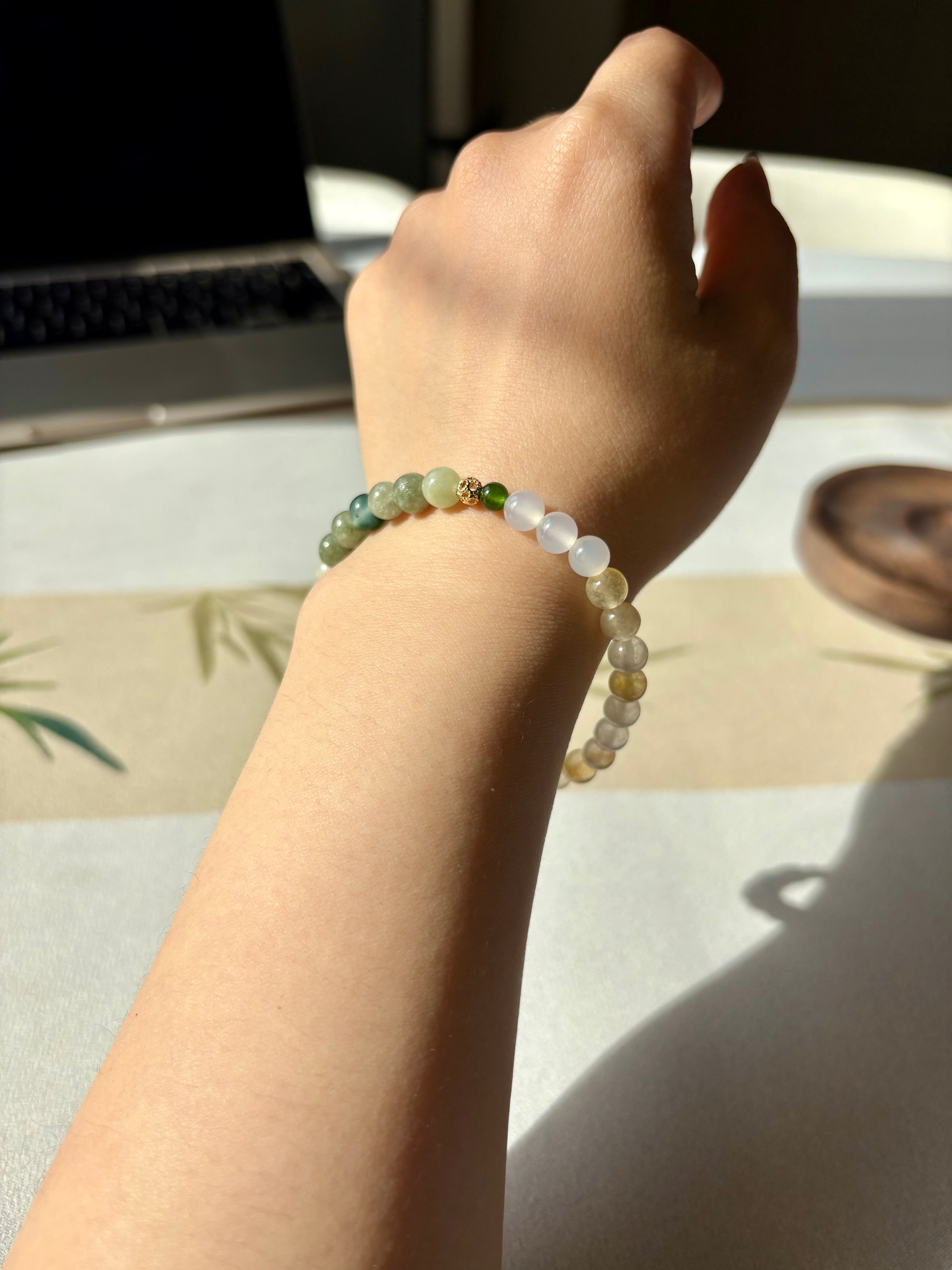 Jade Mist Artisan Bracelet | 6mm Natural Gemstones for Manifestation & Inner Harmony | Song Dynasty Art Inspired | Spiritual Energy Jewelry | Elegant Talisman for Good Fortune