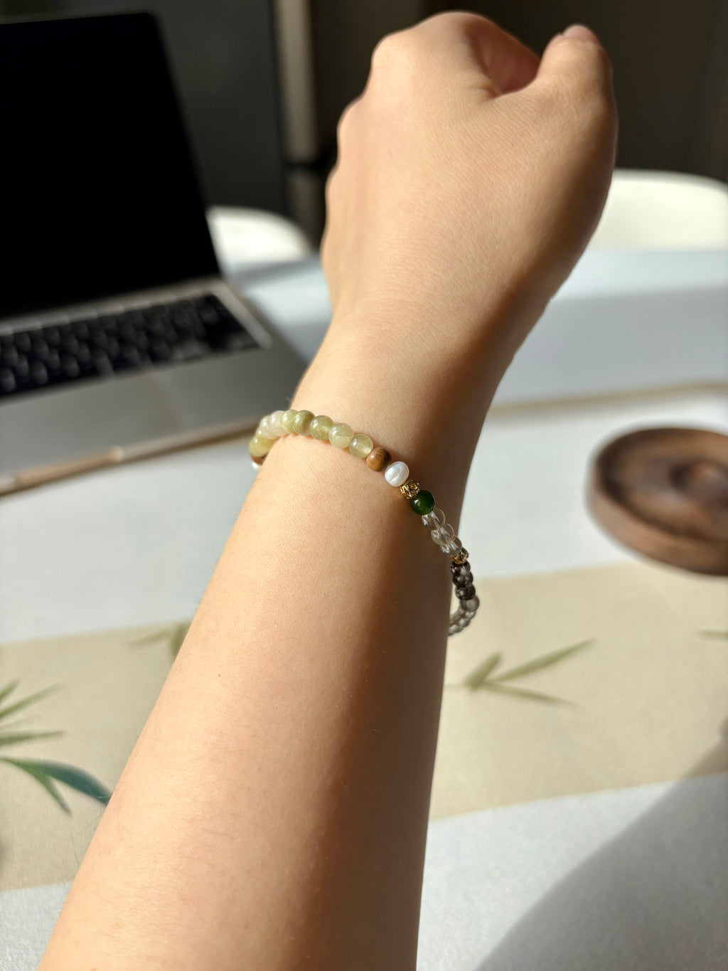 Whispering Woods Artisan Bracelet | 4mm Natural Gemstones for Stress Relief & Inner Peace | Zen Forest Aesthetic | Inspired by 14th Century Art | Quiet Luxury Energy Talisman