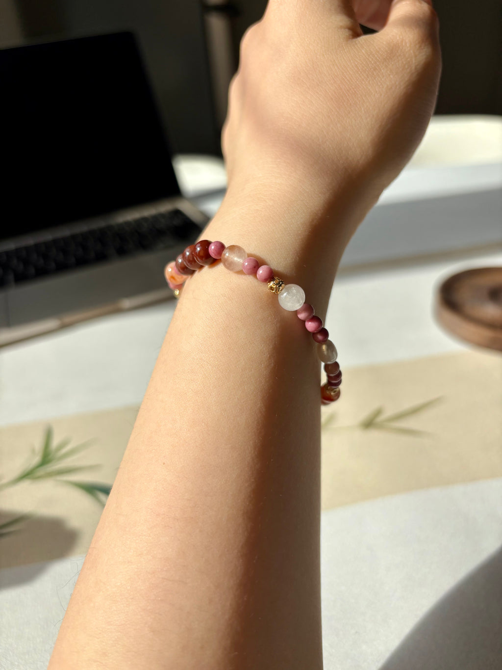 Velvet Dream Artisan Bracelet | 6mm Natural Red Jasper & Pearl for Passion & Inner Peace | Divine Feminine Energy Jewelry | Inspired by 4th Century Art | Luxury Manifestation Talisman for Prosperity
