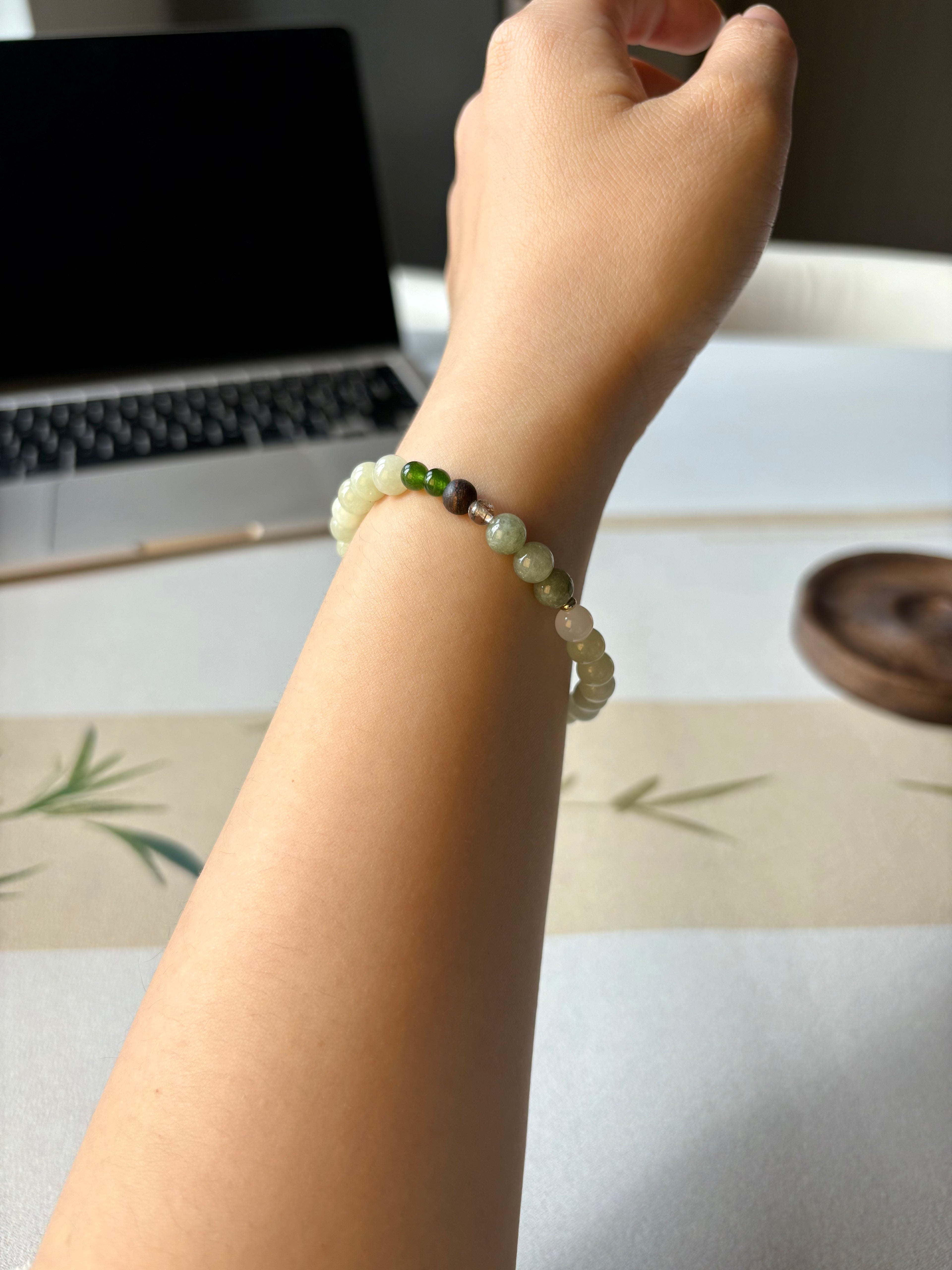 Bambusa Pure Artisan Bracelet | 6mm Natural Green Gems for Stress Relief & Zen Clarity | Peach Blossom Spring Collection | Spiritual Healing Jewelry | Abundance & Protection Talisman
