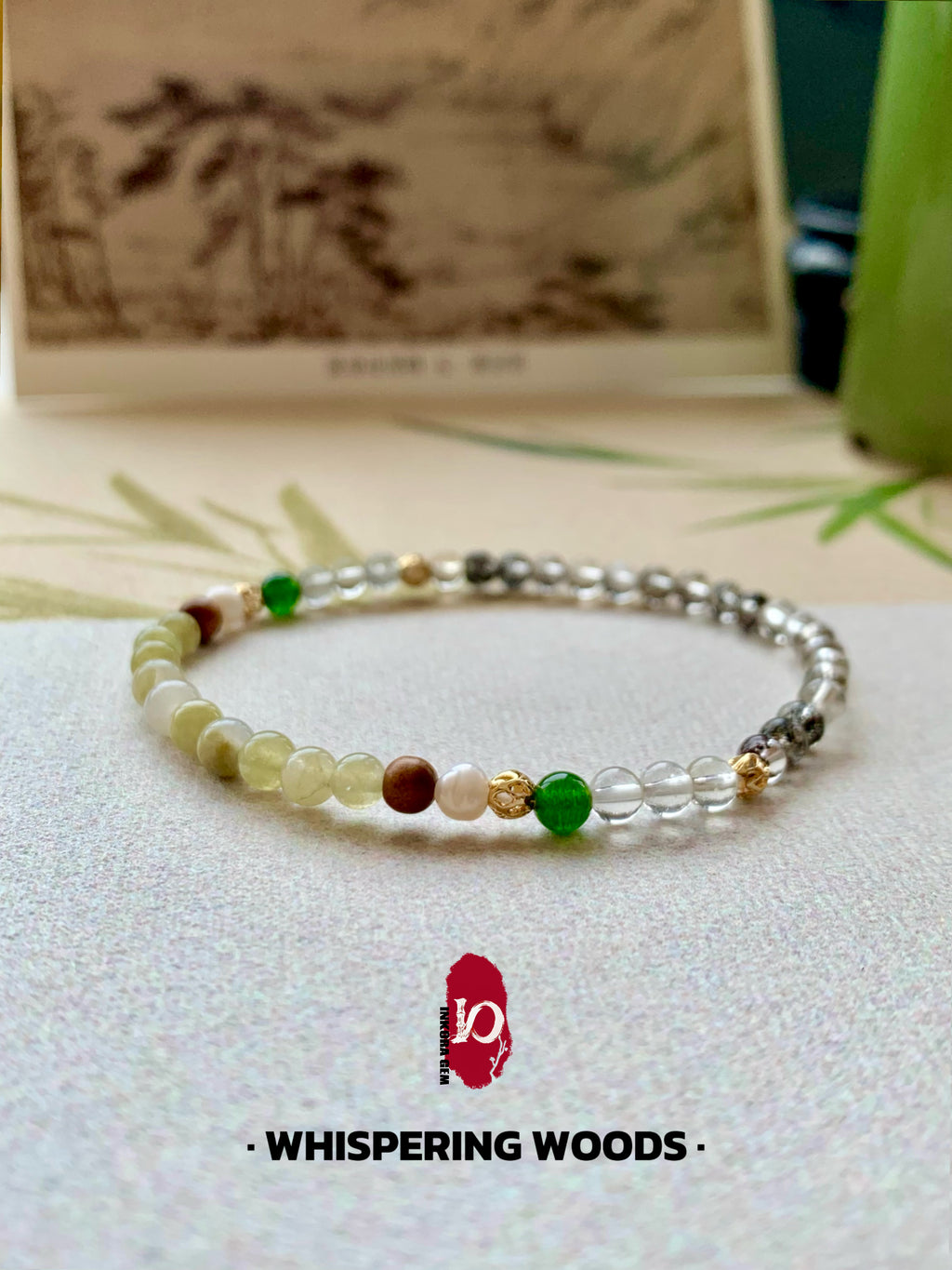 Whispering Woods Artisan Bracelet | 4mm Natural Gemstones for Stress Relief & Inner Peace | Zen Forest Aesthetic | Inspired by 14th Century Art | Quiet Luxury Energy Talisman