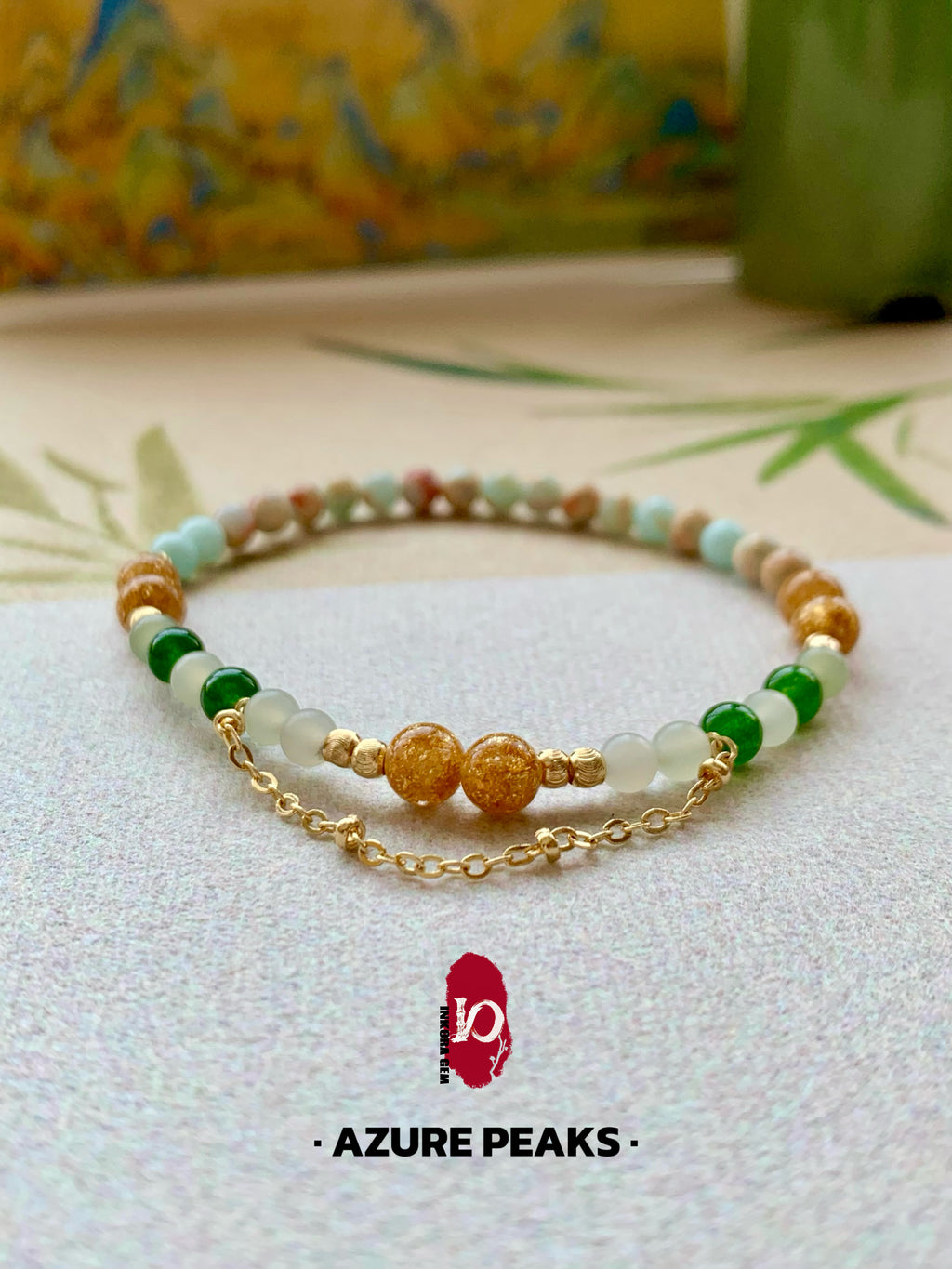 Verdant Landscape Artisan Bracelet | Inspired by 12th Century Song Dynasty Art | 4mm Fine Crystals for Serenity, Grounding & Abundance