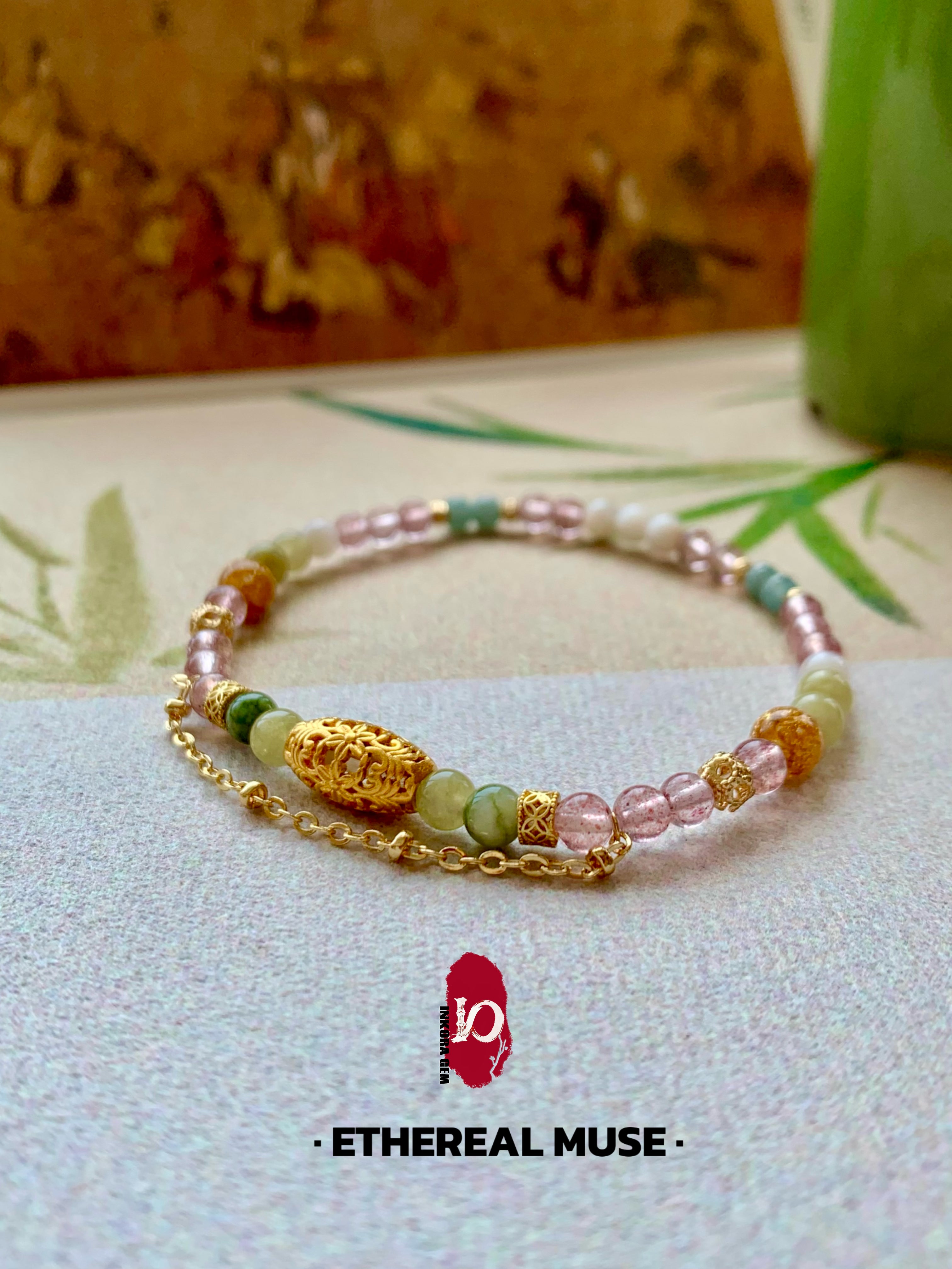 Ethereal Muse Luo River Reverie | Natural 4mm Crystal Bracelet for Love & Emotional Healing | Divine Feminine Energy Talisman | Inspired by Ancient Masterpiece | Quiet Luxury Gift for Her