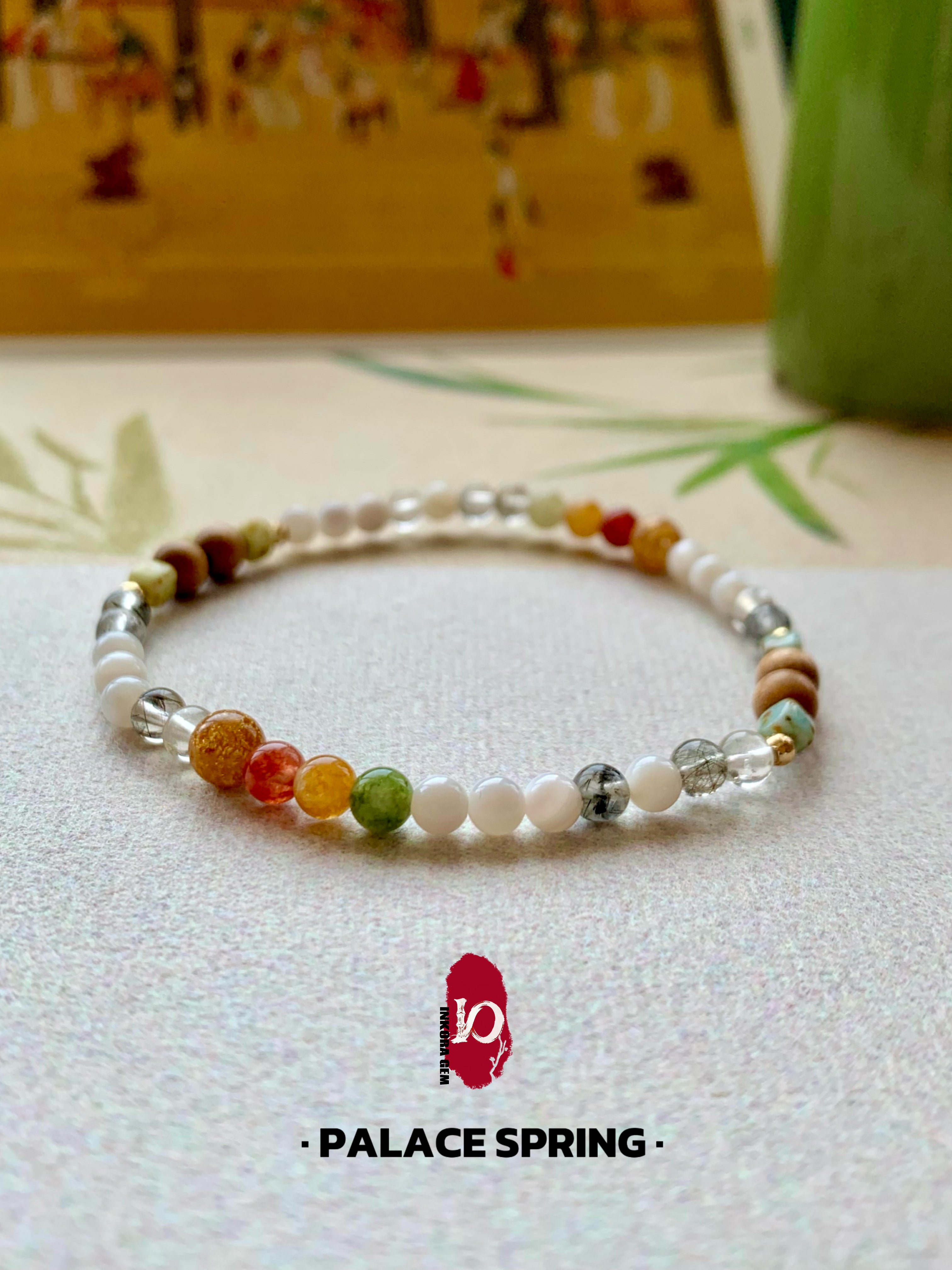 Palace Spring Artisan Bracelet | 4mm Natural Multi-Gemstones for Vitality & Abundance | Zen Aesthetic Jewelry | Inspired by 16th Century Masterpiece | Luxury Talisman for Emotional Balance